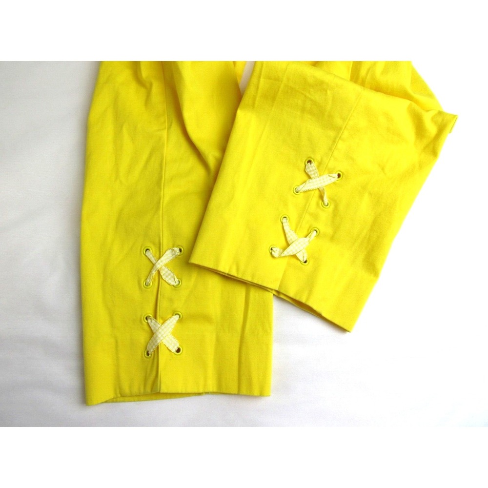 Talbots Pants Perfect Crop Bright Yellow Gingham Trim Women's Size 8P